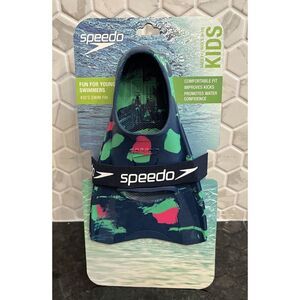 Speedo Kids Swim Fin Size Sm 9-10 Green Marble